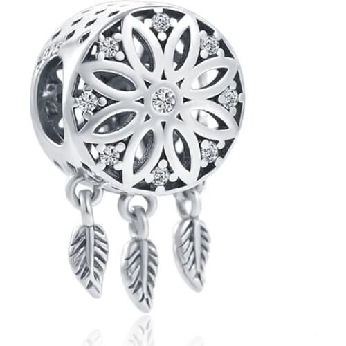 New 925 Sterling Silver Fashion hollow Blessing Dreamcatcher Round DIY beads Fit Original Pandora Charm Bracelet Jewelry making