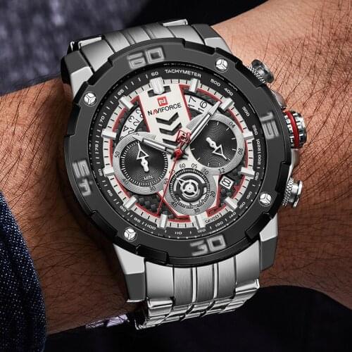 NAVIFORCE Quartz Wristwatch Big Dial Stainless-Steel Top-Brand Sport-Clock Relogio Masculino Men Business New Watch Montre Homme
