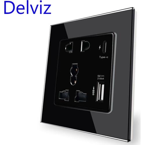 Delviz With Type C Port Socket,18W 4000mA Smart Quick Charge dual interface output,household embedded,1A1C Wall Power USB Outlet