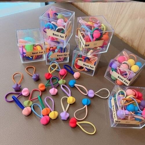 10 Pcs Childrens Headband Headwear Heart Hair Korean Version Cartoon Girl Rubber Band Sweet Cute Hair Tie Hair Accessories