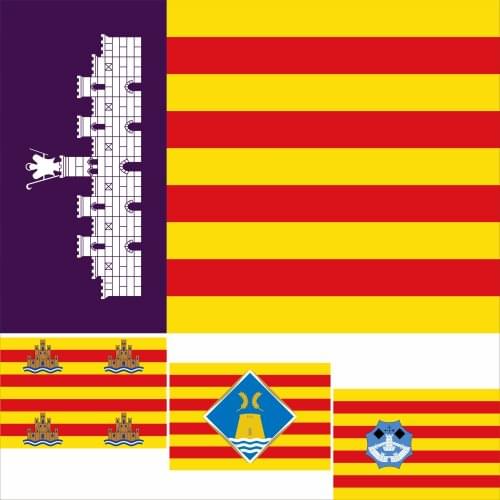 Spain Balearic Islands Mallorca Flag 3X5FT 90X150CM 100D Polyester Bandera De Formentera 60x90cm 21x14cm Banner