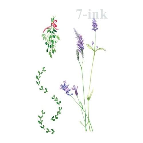 Water Transfer fake tattoo watercolor lavender grass tatto Waterproof Temporary flash Tatoo for woman gril 10.5*6cm