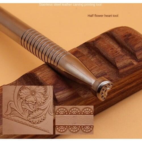 Stainless Steel Leather Sculpture Printed Tool Semi-Flower Heart Tool DIY Arabesque Tool leather carving stamp punch custom logo