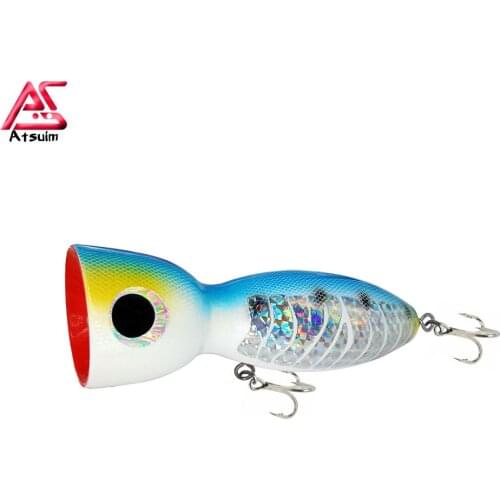 AS Trolling Lure Popper Tuna Wood Bait Boat Fishing 125g145g BKK Treble Hooks Saltwater Topwater Carp Artificial SwimBait Leurre