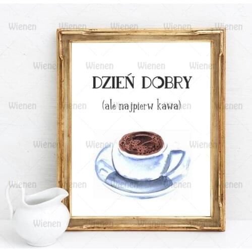 Canvas Painting Poland Coffee Quote Printed Modern Pictures Wall Artwork Home Decor Modular Nordic Style Poster for Living Room
