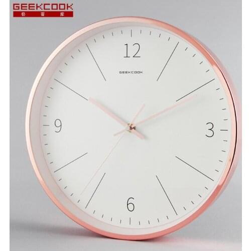 Round Metal Wall Clocks Silent Non Ticking Quartz Movement Gold Plated Watch for Living Room Bedroom Office AA Battery Operated