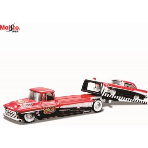 Maisto 1:64 1957 Chevrolet Flatbed 1957 Chevrolet Bel Air Design elite transport Die-casting car model collection gift toy