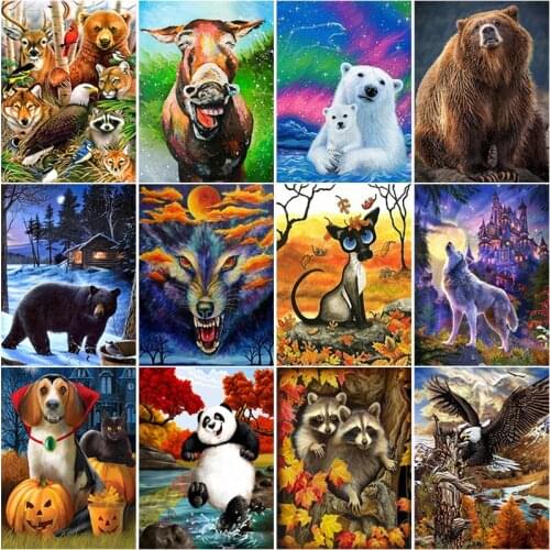 Full Square Round Drill 5D DIY Diamond Painting Animal Wolf Peacock Embroidery Mosaic Cross Stitch Kits Children Gifts