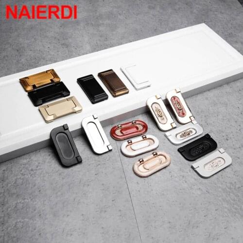 NAIERDI 64mm Zinc Alloy Modern Embed Knobs Kitchen Cabinet Pulls Cupboard Door Drawer Handles Wardrobe Hidden Pulls Furniture