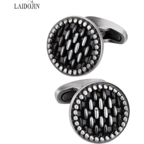 LAIDOJIN Newest Shirt Cufflinks for Mens Gift High Quality Black Round Vintage Cuff links Brand Cuff Accessories Men Jewelry