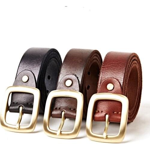 2001 New Fashion Apparel Accessories Real Cowhide Belt Mens Water washing Needle Copper buckle belt male Pure Leather Belt