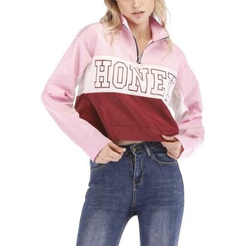 New Women Zip Up Biker Casual Crop Top Sweatshirts Coat Outwear Long Sleeve Pullover