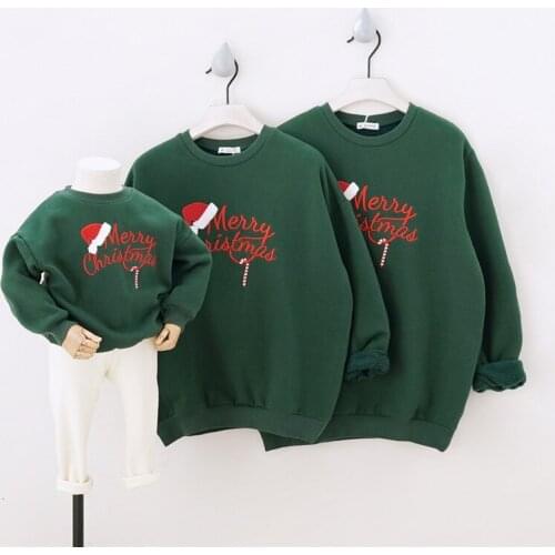 Matching Family Outfits Autumn Winter Thicken Fashion Letters Christmas Hoodies For Mother Daughter Clothes Dad And Son Pullover