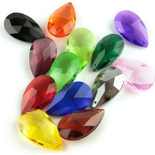 Wholesale AAA Top Quality 38mm/50mm/63mm/76mm Crystal Almond/Pear Shape Mix Colors Shiny Raindrop Pendants