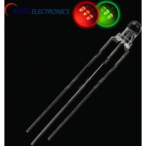 OWEIS 100PCS 3MM/F3 Red & Green LED common anode ROUND HEAD Water Clear LED Indicator light Lamp Emitting Diode dropshipping