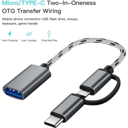 2 in 1 Fast Transfer Connector Converter Type-C Male +miniature USB Male To 3.0 Interface Female OTG Adapter Cable