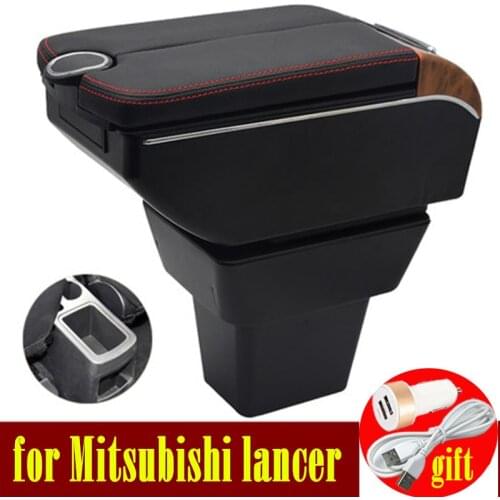 For Mitsubishi lancer armrest box Double doors open 7USB Centre Console Storage Box Arm Rest
