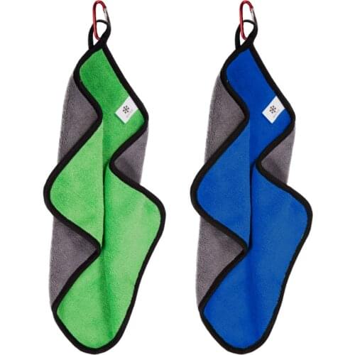 Outdoor Fishing Towel with Hook Water Absorption Washcloth Non Stick on Baits Fishing Tackle Portable Fishing Accessories