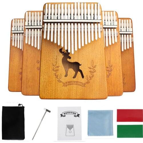 Professional 17 Keys Kalimba Thumb Piano Wood Mahogany Body Musical Instrument With Learning Book Tune Hammer for Beginner