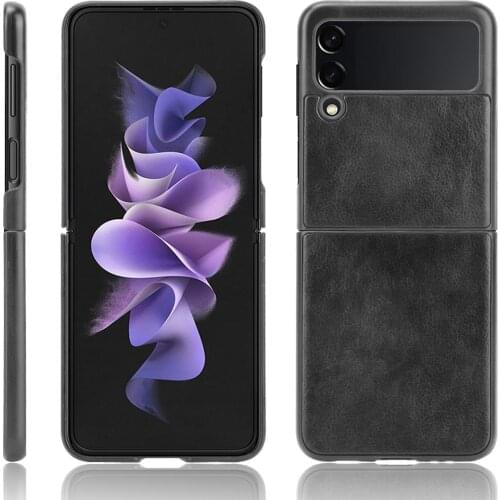Anti-Slip Litchi Leather Case for Samsung Galaxy Z Flip3 5G Flip 3 Shockproof Back Cover Fitted Bag Funda