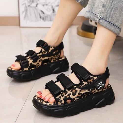 Apanzu Summer 2021 Platform Sandals Women Sexy Leopard pattern Open Toe Vacation Beach Sandales Rome Shoes Woman Sport Sandals