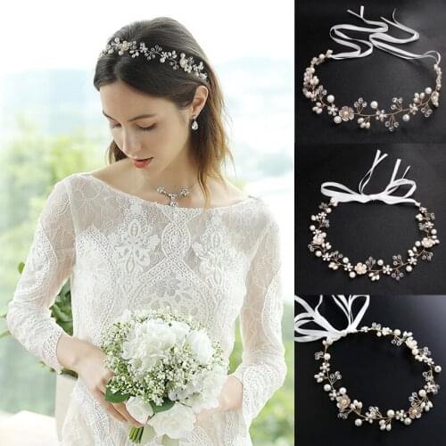 Rhinestone Crystal Headbands Wedding Hair Accessories Bridal Pearl Headband Pearl Hair Band Handmade Bridal Head Jewelry
