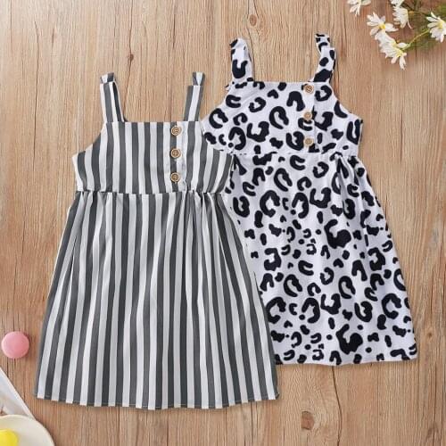 Gray Stripe, white leopard print, girls dress