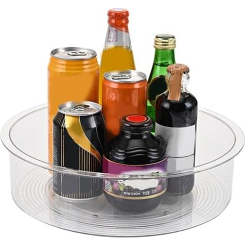 Rotating Storage Tray Kitchen Countertop Cabinet Turntable Condiment Holder Cosmetic Organizer