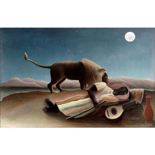 High quality Oil painting Canvas Reproductions The Sleeping Gypsy (1897) by Henri Rousseau painting hand painted