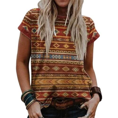 WomenS Summer 2021 Domestic New Fashion Summer 3d Printing Short-Sleeved Fashion Casual Top