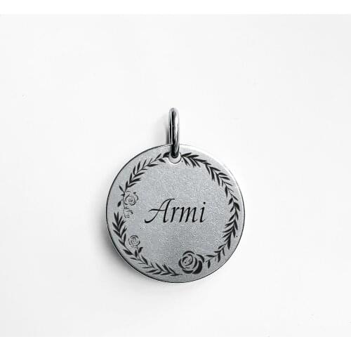 006 Cats and Dog ID Tags Custom Engraved on Both Side for Pet Collar Accessories Personalized Front Rose wreath Nameplate