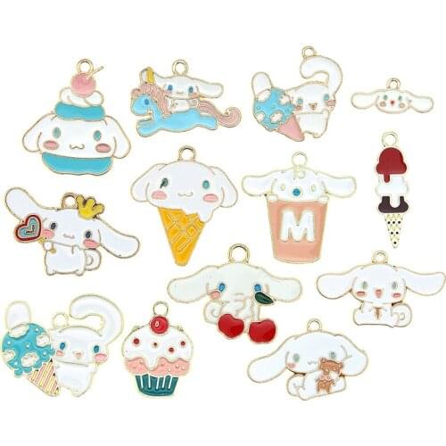 10psc/set Cute Cartoon Cream Dogs Ice-creams Cakes Enamel Pendant Metal Charm DIY Bracelet Earrings Jewelry Accessories Making