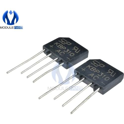 10PCS Diy Electronic KBP310 SIP-4 3A 1000V Diode Bridge Rectifier Single Phase Bridge Rectifier High Temperature Soldering
