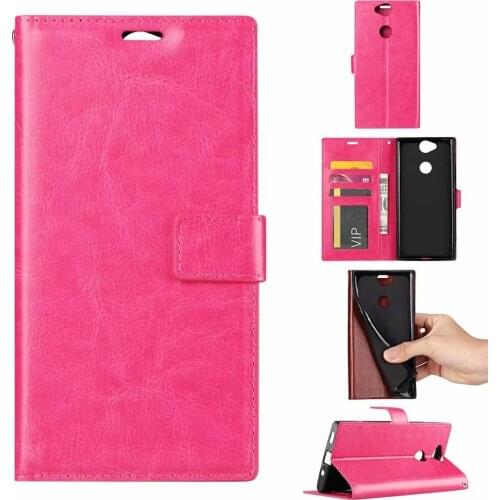 100pcs/lot free shipping Crazy Horse Wallet Leather Case For sony xperia XA1 PLUS XA2 Plus XZ3 XA3 XZ4 Photo Frame Card Slots