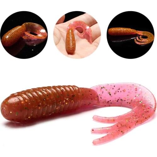 2packs/lot Soft Silica Grub Wrom Lure Bait for Fishing Tackle 2.1g 4cm Maggot Worm Baits Lure Soft Baits with Circel Tail