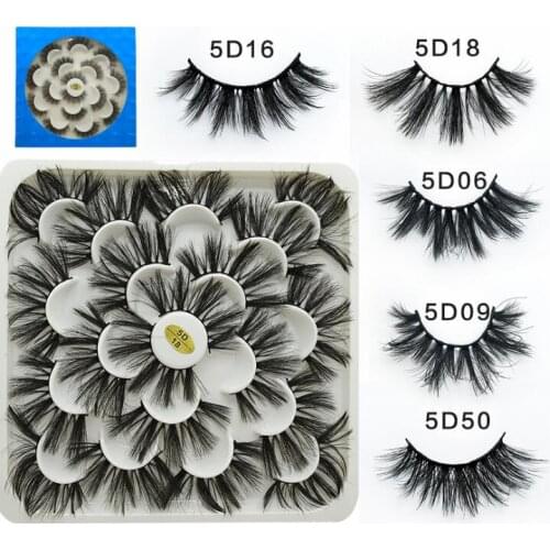 20set/lot 10Pairs/set 5D Mink Hair Soft And Thick False Eyelash Handwork Curl Crisscross Eyelash Extensions Makeup HA1887