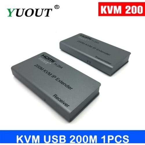 200m HDMI USB Extender RJ45 IP Network KVM Over IP Extender Over Cat5e Cat6 HDMI KVM Extender With Wide IR By TCP/IP