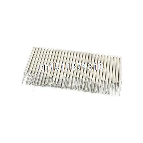 30 Pcs Cylindrical Flame Tip Diamond Points Grinding Burr Drill Bit w Holder