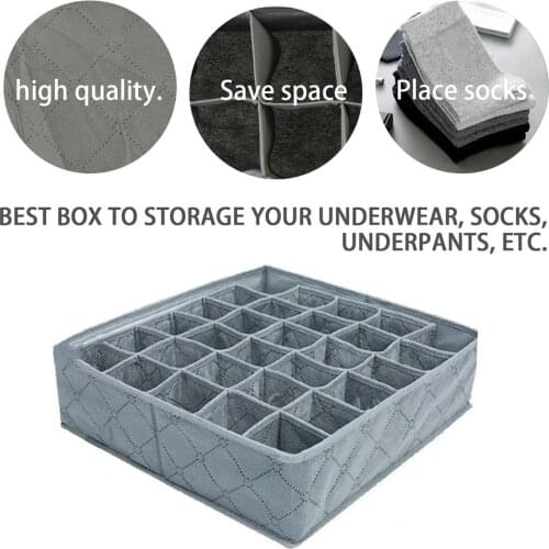30 Cell Foldable Bamboo Charcoal Underwear Socks Drawer Organizer Storage Box Polypropylene Non-woven Seperate Box 11L