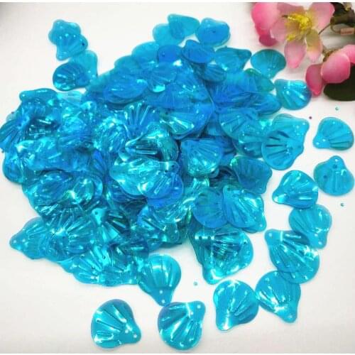 400pcs 18mm Large Shell Sequins Loose Flake for Crafts Sewing DIY Patch Accessories Transparent Blue AB