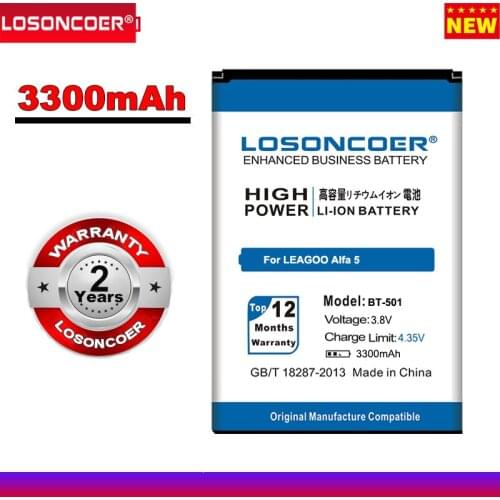 LOSONCOER 3300mAh BT-501 Cell Phone Battery for LEAGOO Alfa 5 Battery