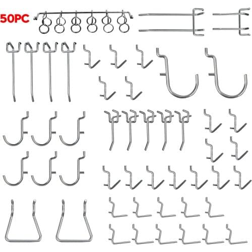 Artudatech 50PCS Pegboard Hook Assortment Variety Set Garage Storage Shelf Hanger