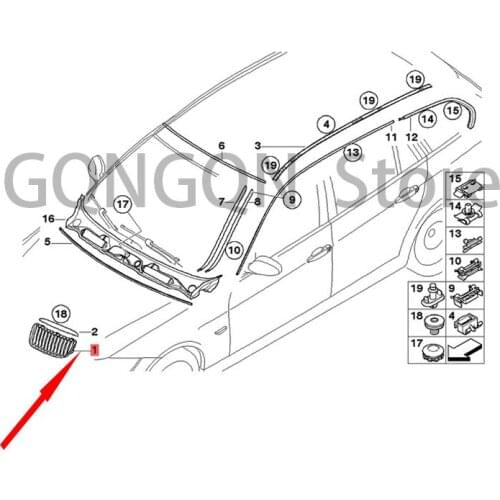 CAR decorative grille right bm wE90 LCI 316i N43 316i N45N 318d N47 318i N43 318i N46N 320d N47 320i N43 320xd N47 323i 325d M57