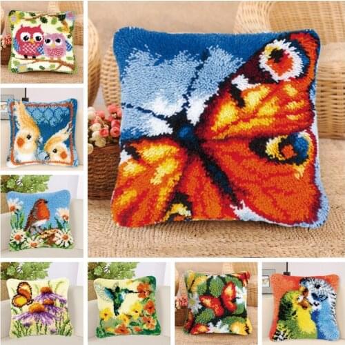 Butterfly Knooppakket Klink Haak Kleed Bloemen Stork Kits Diy Latch Hook Smyrna Bird Latch Hook Pillow Foamiran For Flowers Gift