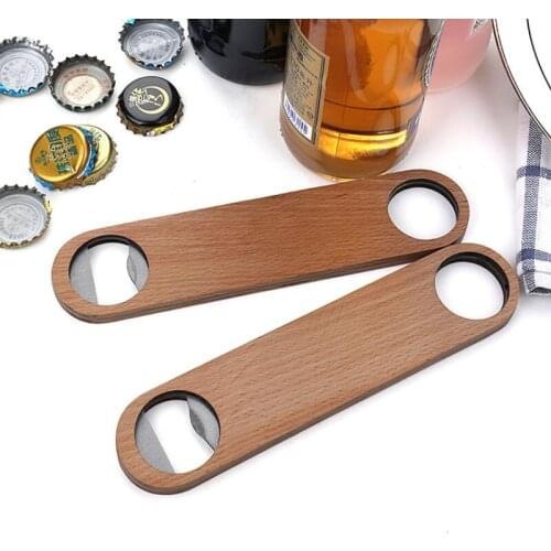 Bartender Wood Handle Bottle Opener Wine Beer Soda Glass Cap Bottle Opener Kitchen Bar tools LX8725