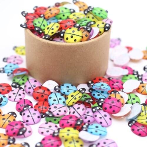 14*19mm Colorful Resin Ladybug With Adhesive Stickers Wedding Party Home Decor Child Gift DIY Jewelry Clothing Accessories 30pcs