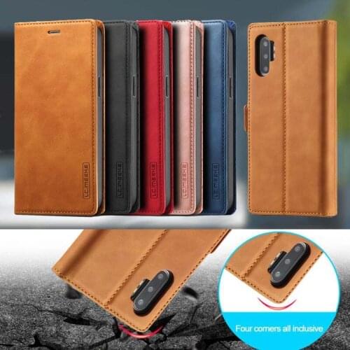 Flip Case For Samsung Galaxy Note 10 Plus Case Cover PU Leather Etui Magnetic Coque For Samsung Note10+ Cases Silky Feel Fundas