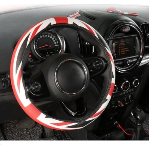 Black Refit Decoration Car Steering Wheel Cover 38CM Microfiber Leather Auto Steering Wheel Protective Cover 15Inch for Car MIN
