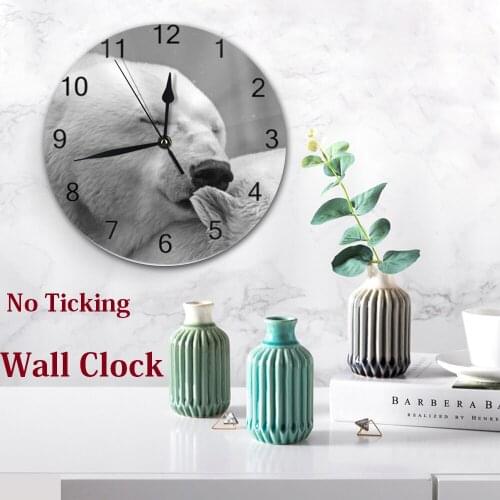 Bear Animal Pattern 25CM Wall Clocks Decor Numeral Digital Dial Mute Silent Digital Clocks Battery Operated Living Room ClockS