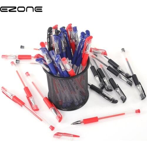 EZONE 10PCS 0.5mm Gel Pen Black/Blue/Red Ink Bullet/Needle Head Write Smoothly Kids School Stationery Office Writing Supplies